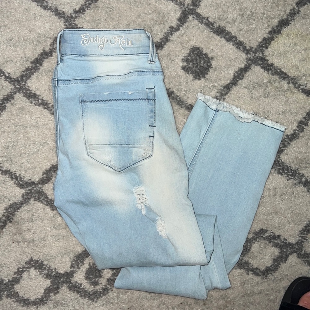Soft Light Wash Distressed Skinny Jeans
